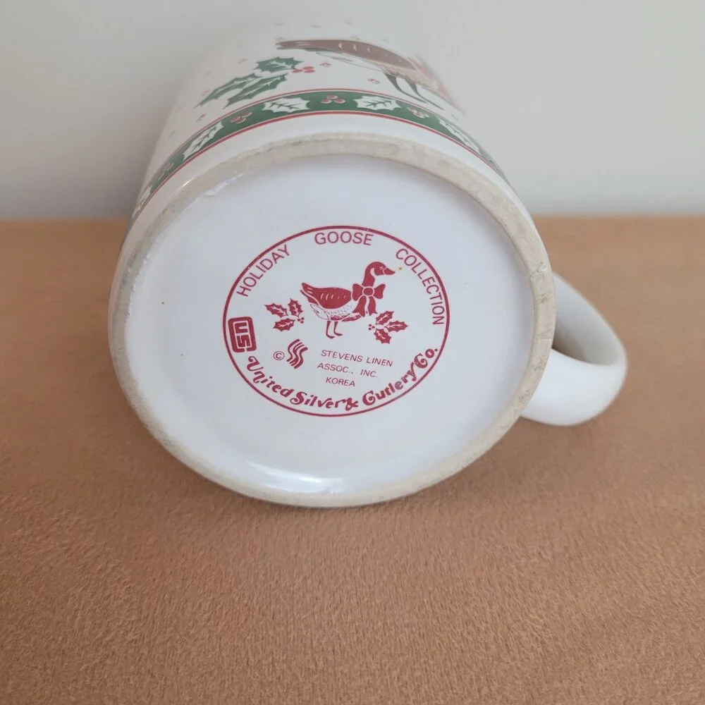 Vintage‎ Holiday Mug Christmas Canadian Goose Collection, United Silver Cutlery.